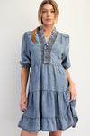 Short Sleeve Washed Denim Dress