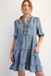 Short Sleeve Washed Denim Dress