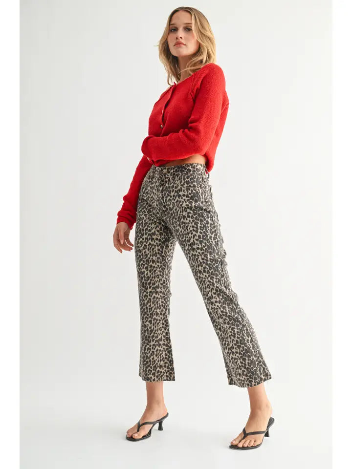 Highrise Crop Leopard Flare Jean
