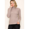 Pintuck Striped Mock Neck Sweater in Mocha