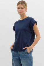 Braided Arm Sleeveless Top in Navy