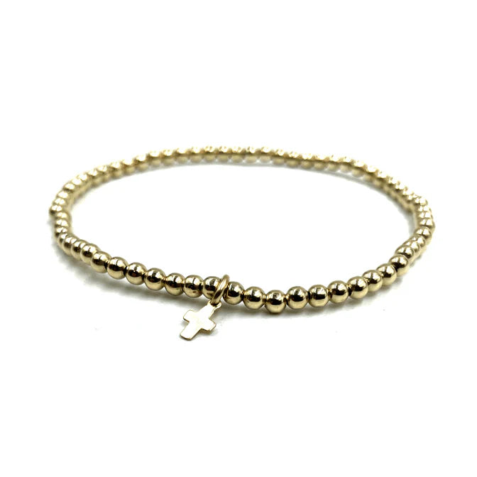 3mm Gold Filled Waterproof Bracelet with Cross