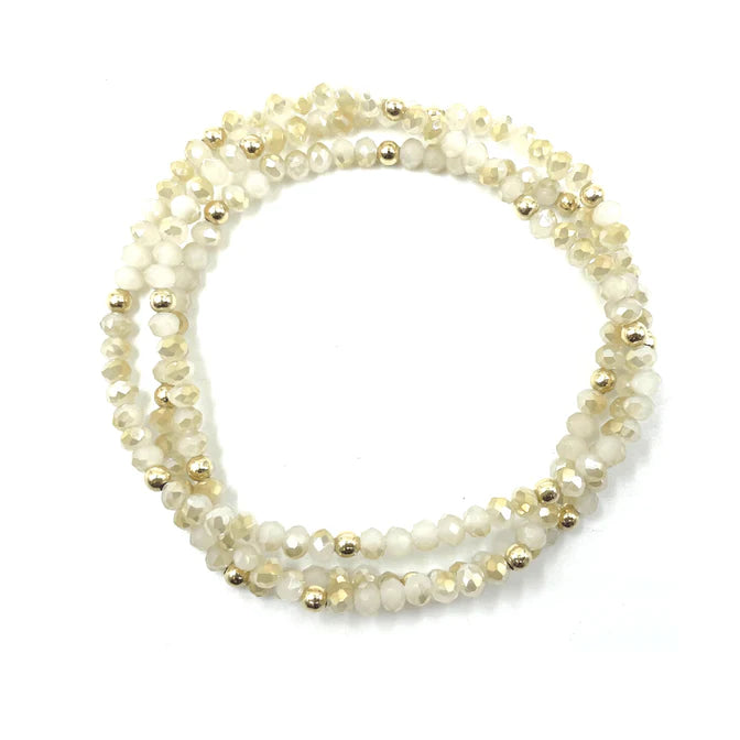 Shimmer Bracelet Stack in Winter White & Gold Filled