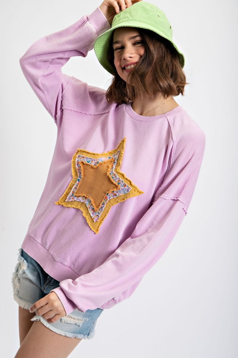 Star Patch Washed Terry Pullover