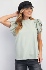 Eyelet Sleeve Top in Sage