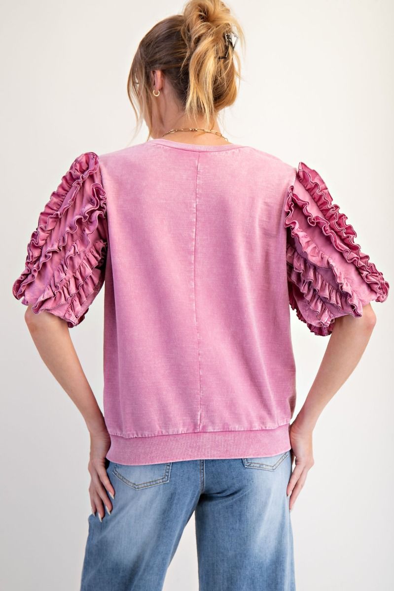 Bubble Short Ruffled Sleeve Top