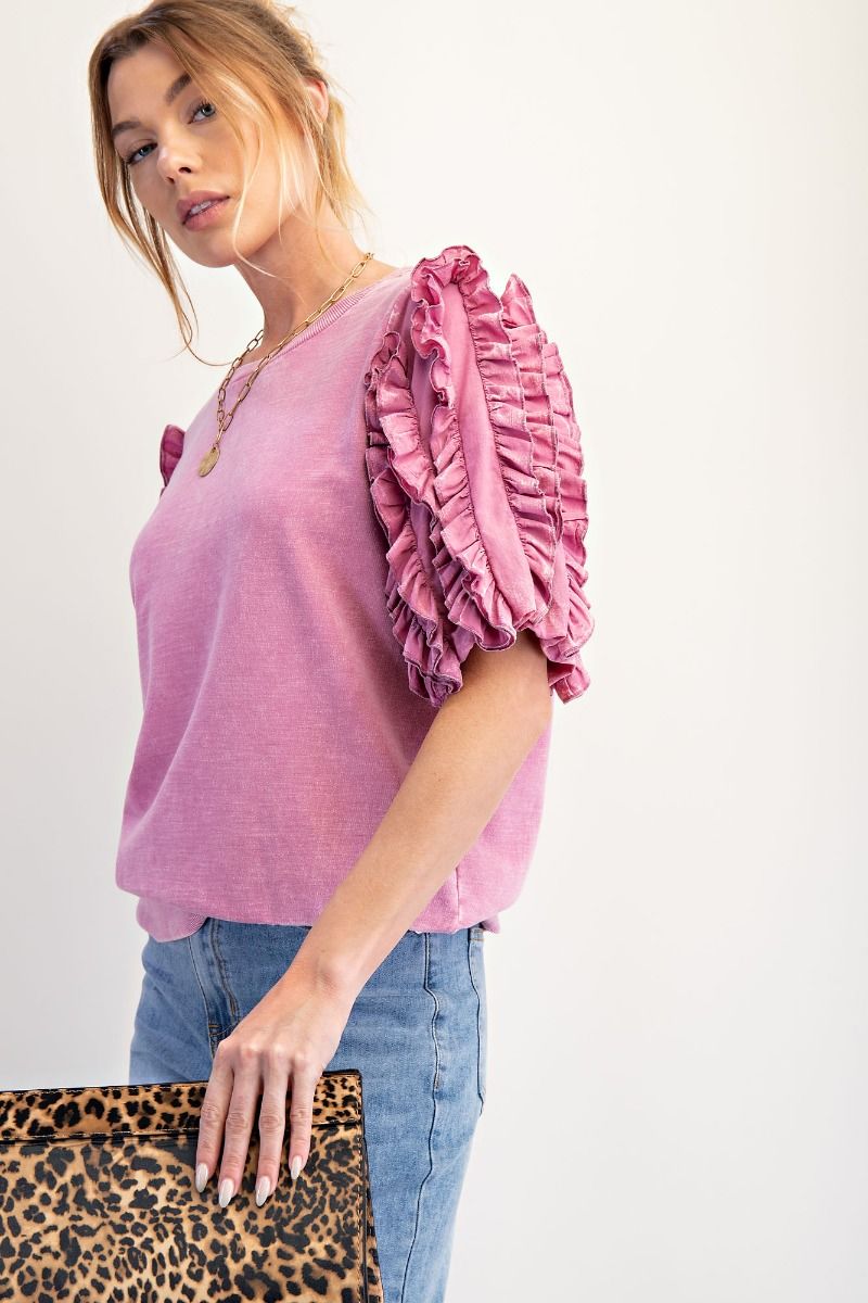 Bubble Short Ruffled Sleeve Top