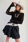 Long Sleeve Lace Fitted Top in Black
