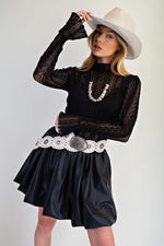 Long Sleeve Lace Fitted Top in Black