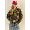 Camo Floral Crop Jacket With Floral Back