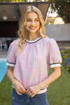 Gingham Knit Pink Top