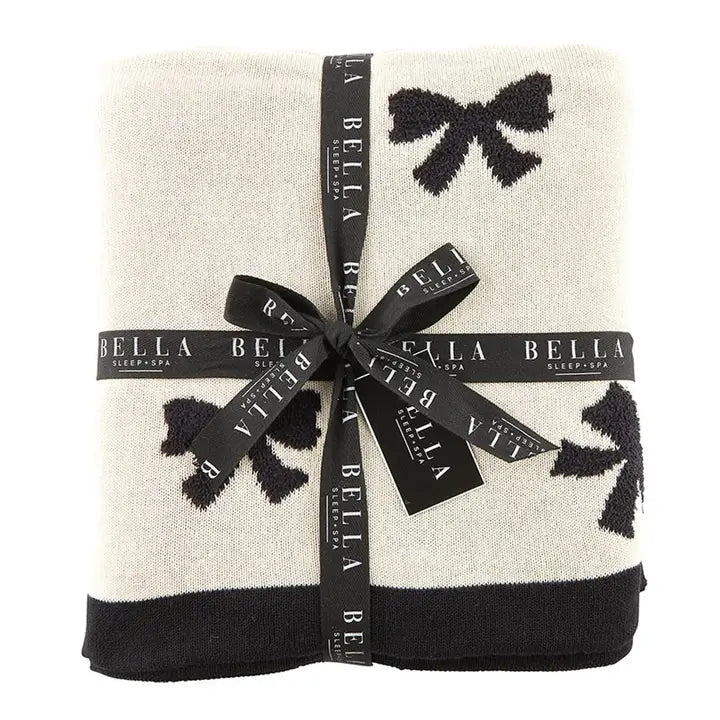 Black Bow Cozy Throw Blanket