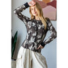 Black Washed Printed Knit Top