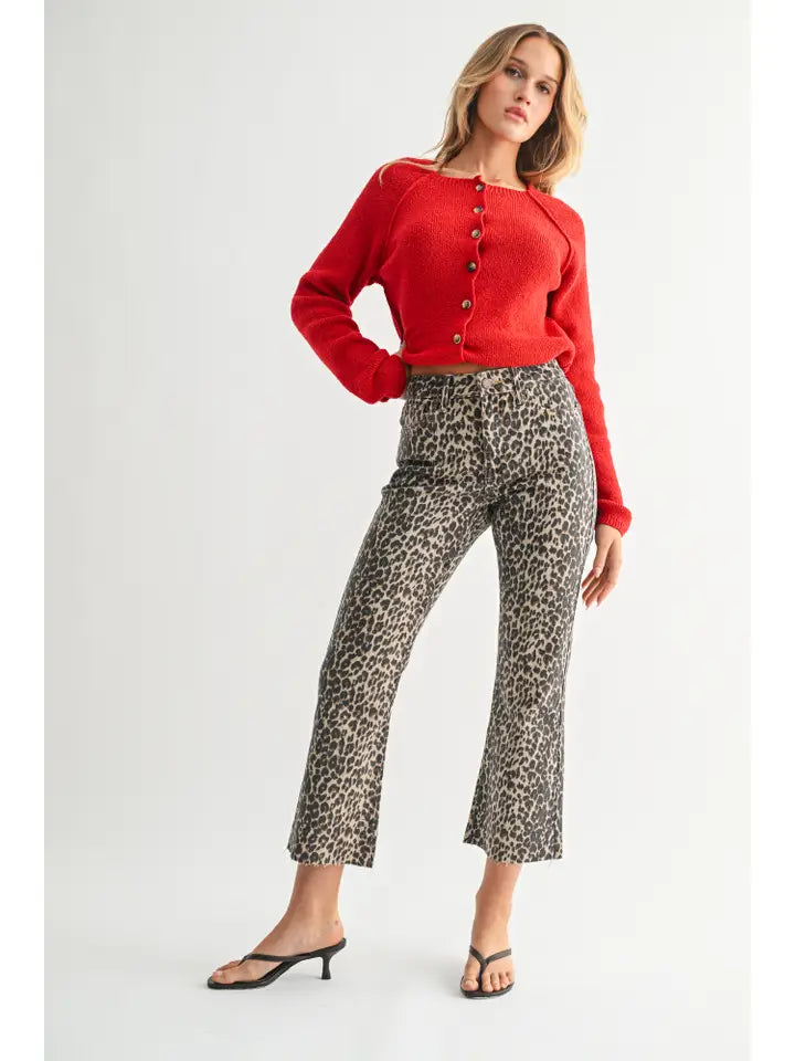 Highrise Crop Leopard Flare Jean