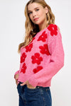 Pink and Red Floral Sweater