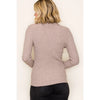 Pintuck Striped Mock Neck Sweater in Mocha