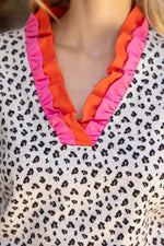 Animal Print Ruffle Top