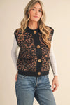 Black Leopard Knit Vest