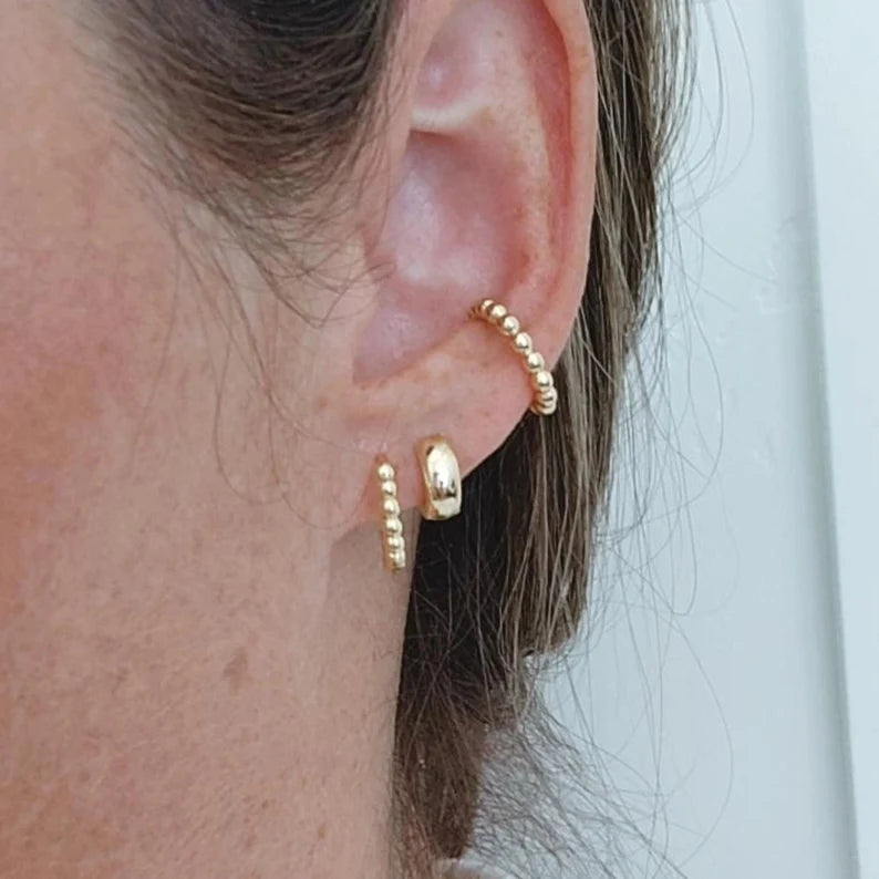 Gold Beaded Cuff Earring