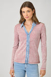 Washed Ribbed Thermal in Vintage Rose