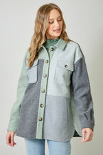 Color Blocked Sage Green Shacket
