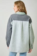 Color Blocked Sage Green Shacket