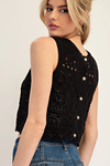 Black Crochet Knit Tank Top