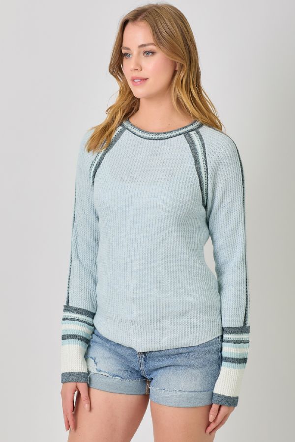 Raglan Sweater Top in Light Blue