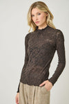 Textured Knit Lace Top in Black