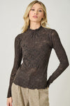 Textured Knit Lace Top in Black