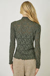 Textured Knit Lace Top in Deep Green