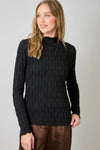 Lettuce Edge Texture Knit Top in Black