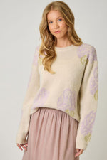 Floral Pullover Sweater in Lilac