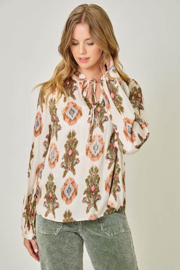 Printed Peasant Blouse