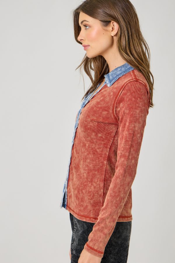 Washed Rib Thermal in Red