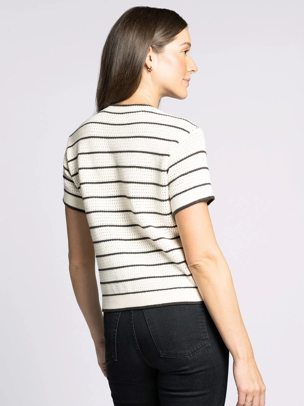 Cream and Brown Textured Sweater