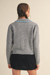 Grey and Skyblue Cardigan Sweater