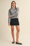 Grey and Skyblue Cardigan Sweater