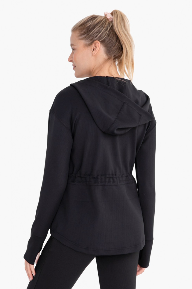 Jaquard Ribbed Hooded Jacket