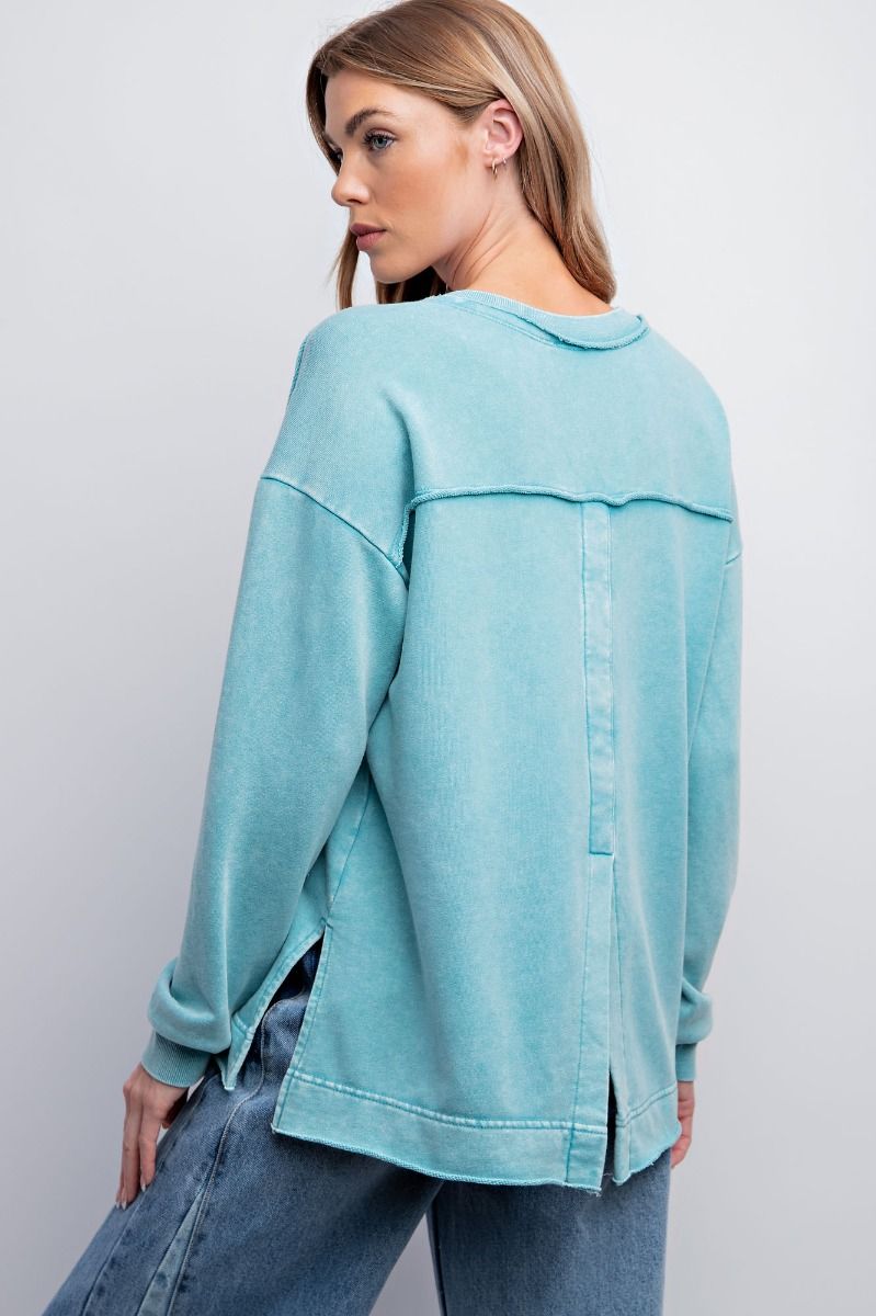 Turquoise V-neck Sweatshirt