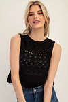 Black Crochet Knit Tank Top