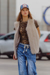 Beige Fur Oversized Vest