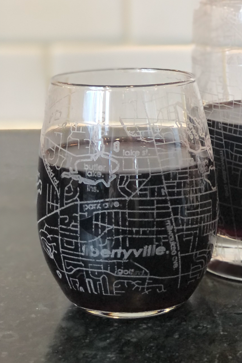 Home Town Maps Stemless Wine Glass