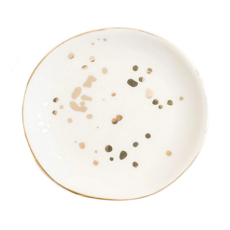 White Gold Speckled Trinket Dish