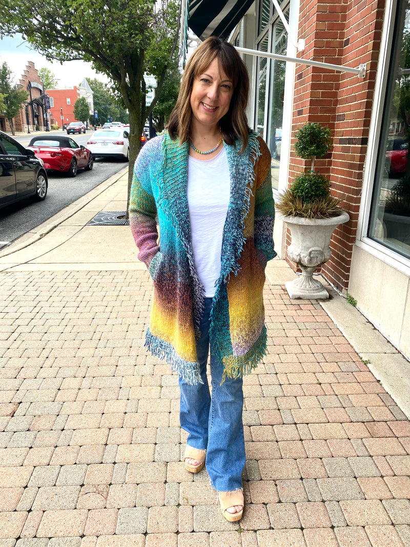 Multi-Color Wrap Cardigan