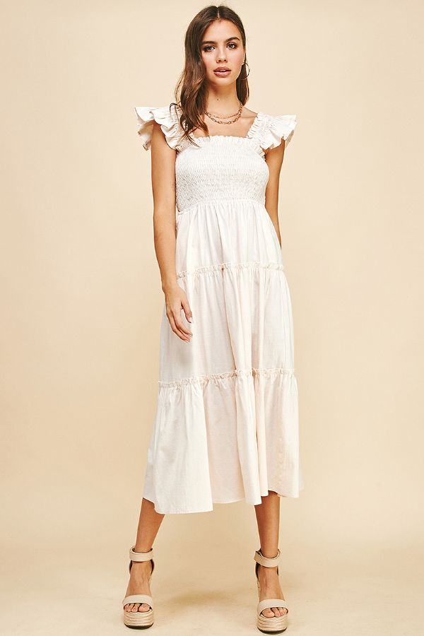 Sleeveless Tiered Maxi Dress Cream