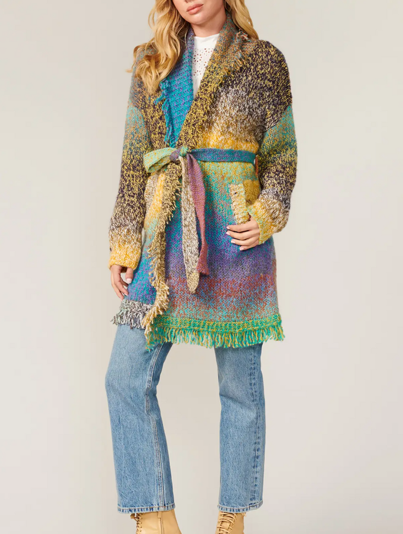 Multi-Color Wrap Cardigan